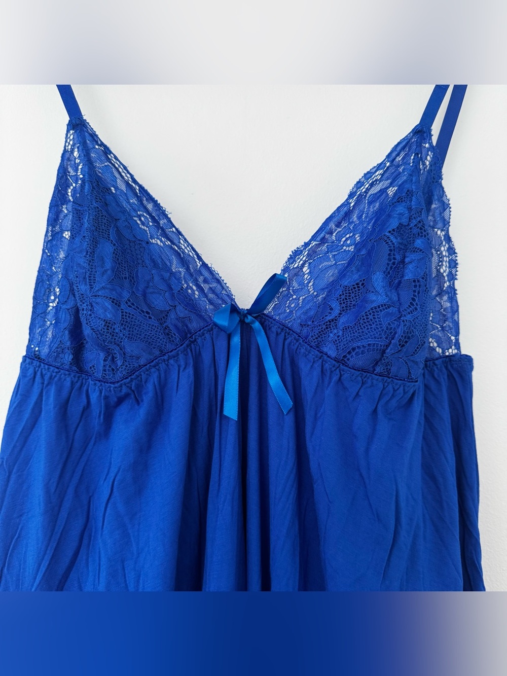 Avid Love Blue Nightie Babydoll Floral Lace Trim Chemise Lingerie Party Dress L